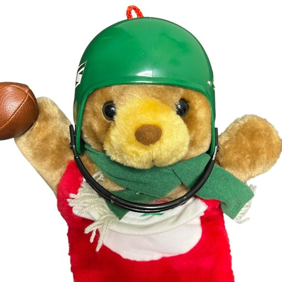 VTG NY Jets Teddy Bear Christmas Stocking NFL Football Plush 19" Hard‎ Helmet - Picture 9 of 9